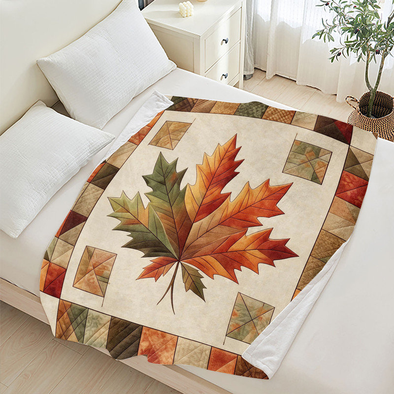 Jeté en flanelle JYK, en microfibre moelleuse, douce et chaude, 40 po x 50 po, Motif de feuilles matelassées