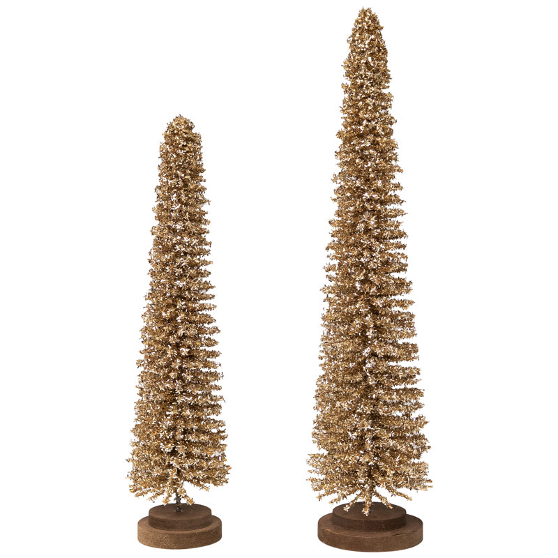 Décorations de Noël scintillantes en forme de guirlande de Noël - 19,5 po - doré - ensemble de 2