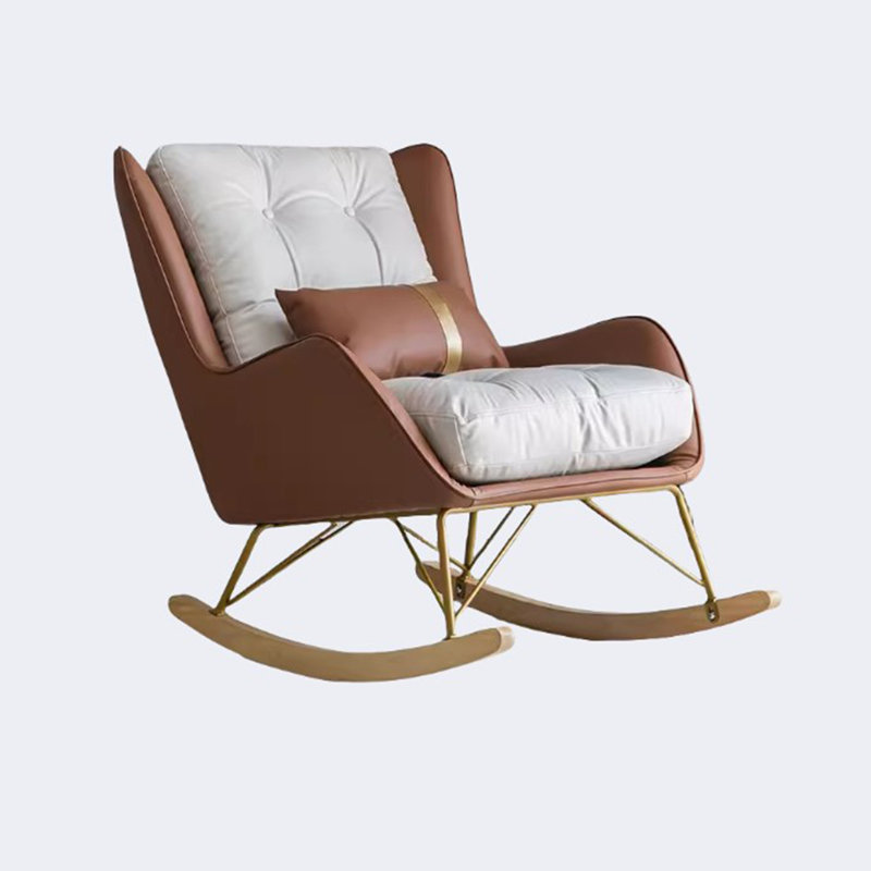 Chaise berçante nordique légère Light Luxury, Brun / blanc