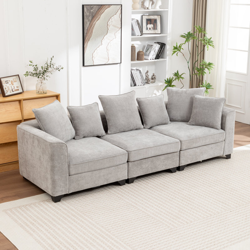 Bennett Upholstered Modular Sectional Sofa, Gray