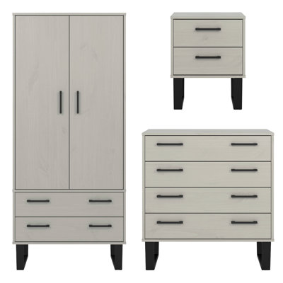 Texas Grey2, 3 Piece Grey Wax Pine Bedroom Set