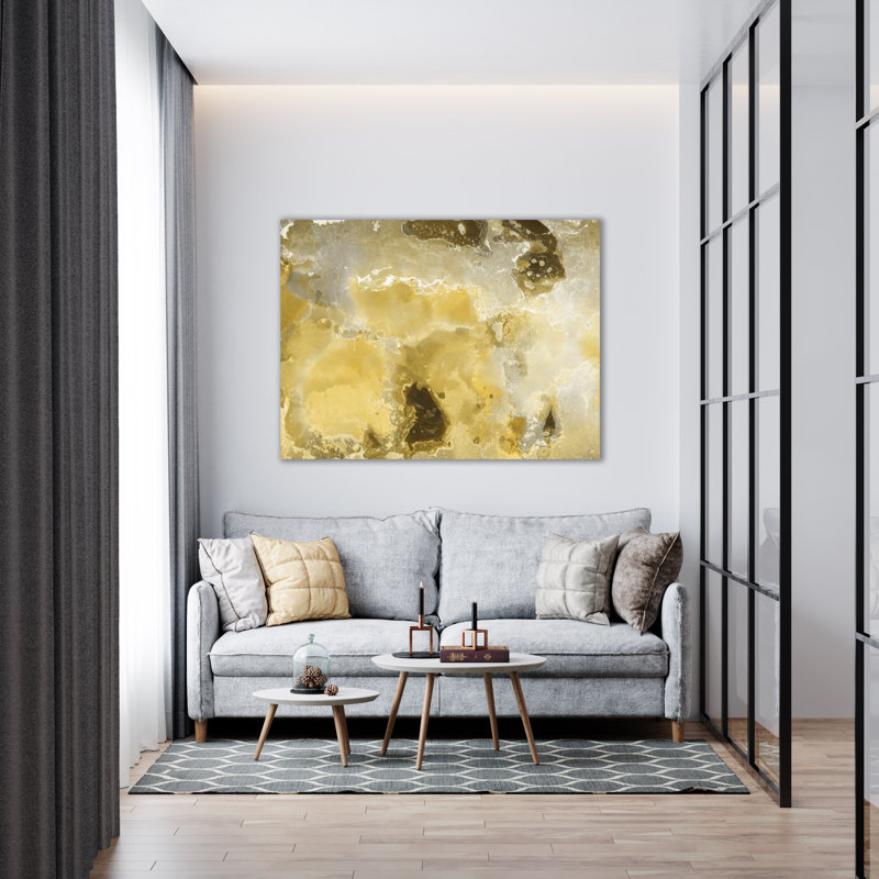 Reproduction d'art sur toile roche de quartz jaune, H 30 po x l 40 po x P 1 po
