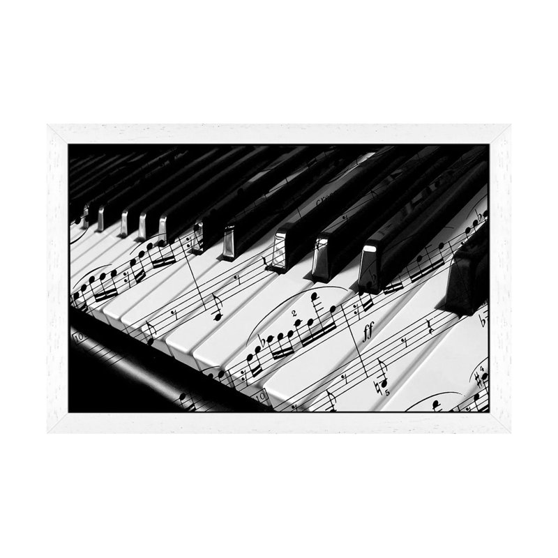 Piano - Floater Frame Print on Canvas, 66.04 cm H x 45.72 cm W, White Framed