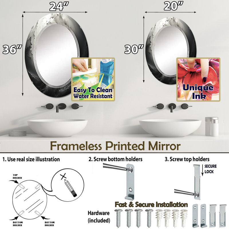 Miroir mural Hassa - Paysages ovale, 36 po x 24 po
