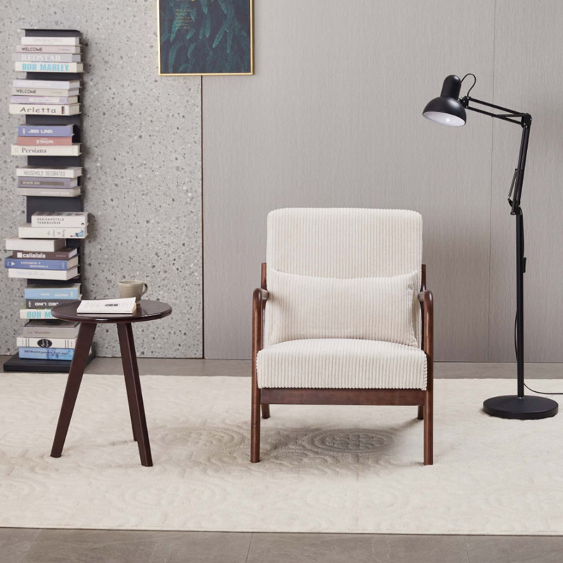 Ensemble de chaise d'appoint et de table basse Mid-Century, Beige, Brown
