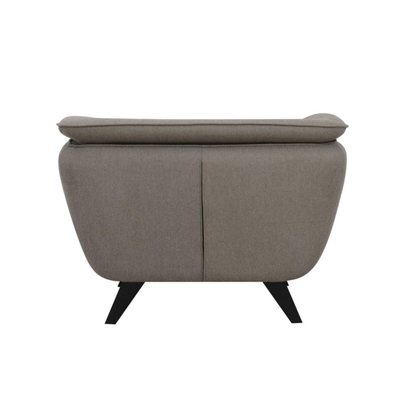 Mid-Century Modern Brown Linen Flared Arm Chair