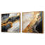 Minimalisme chrome or et orange Poteries - Ensemble de 2 collages carrés abstraits-251801025-251801024