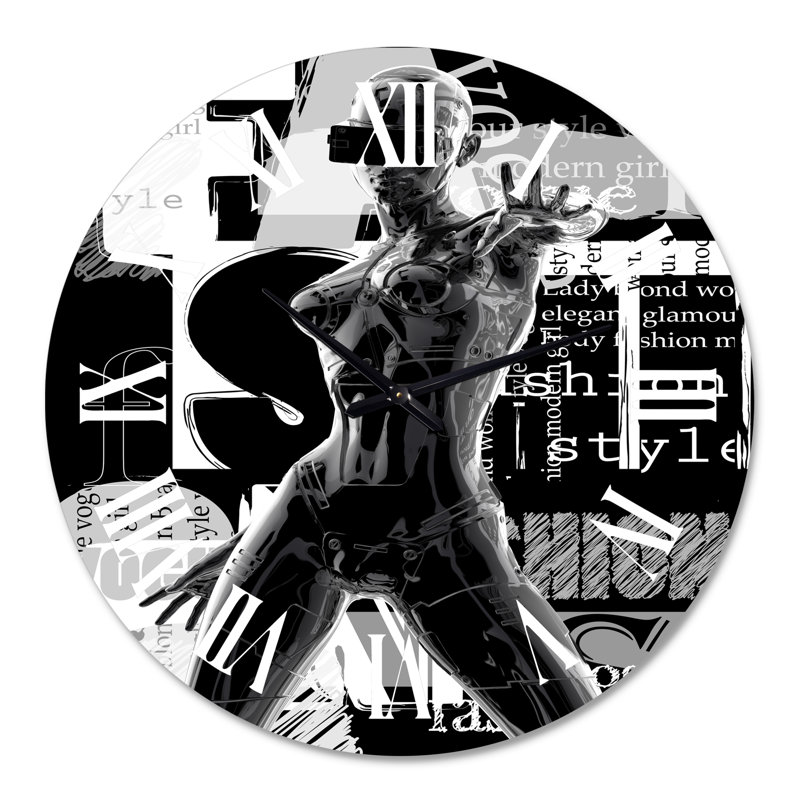 Horloge murale moderne Cyborg Body II monochrome, Grand