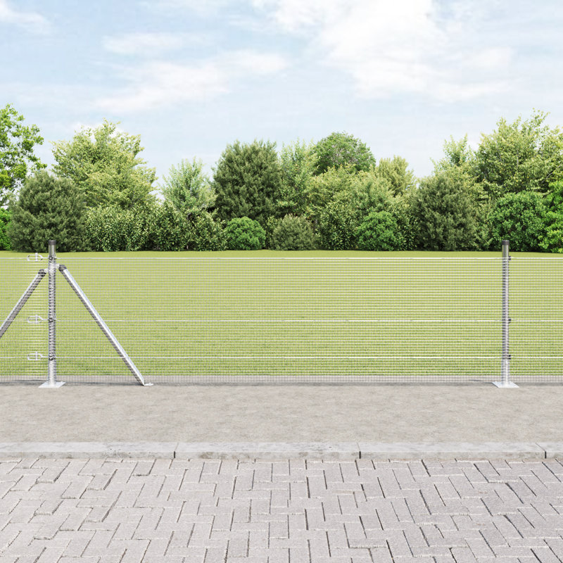 Fence Post Set Set Of 2 Metal Medium Durable, Silver, 50cm H x 2500cm W