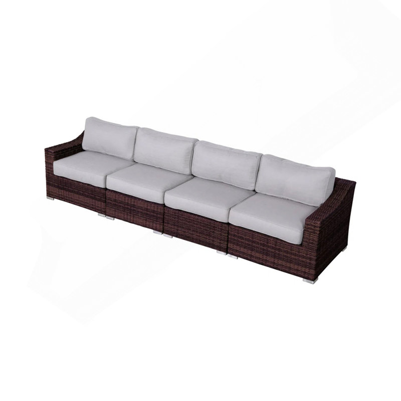Outdoor 4-Piece Rattan Wicker Sectional Seating Group With Cushions – No Assembly Required, Brown