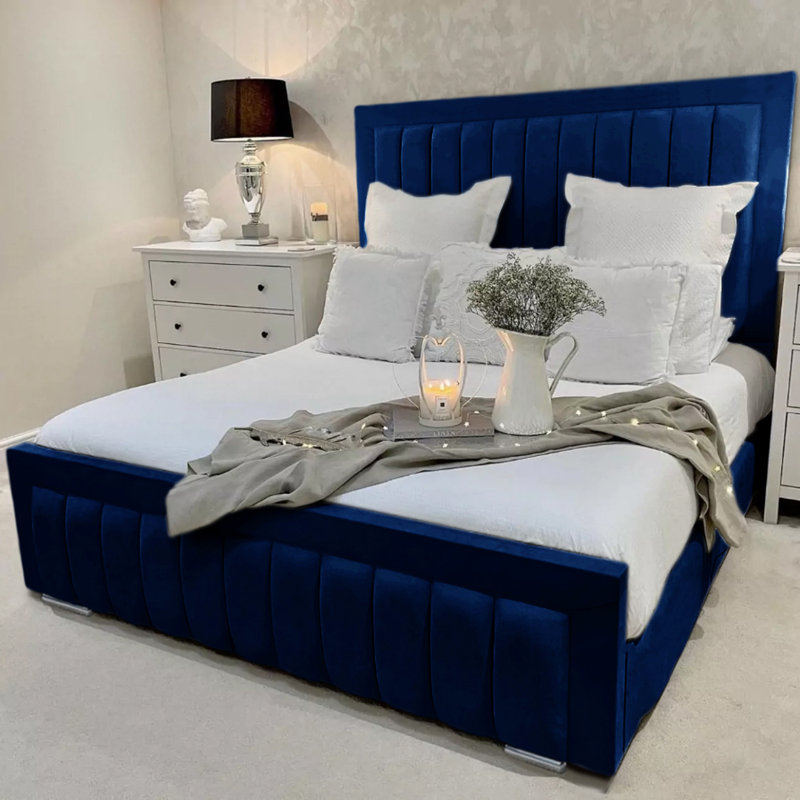 Alondrea Upholstered Panel Bed , Marine, Super King (6')