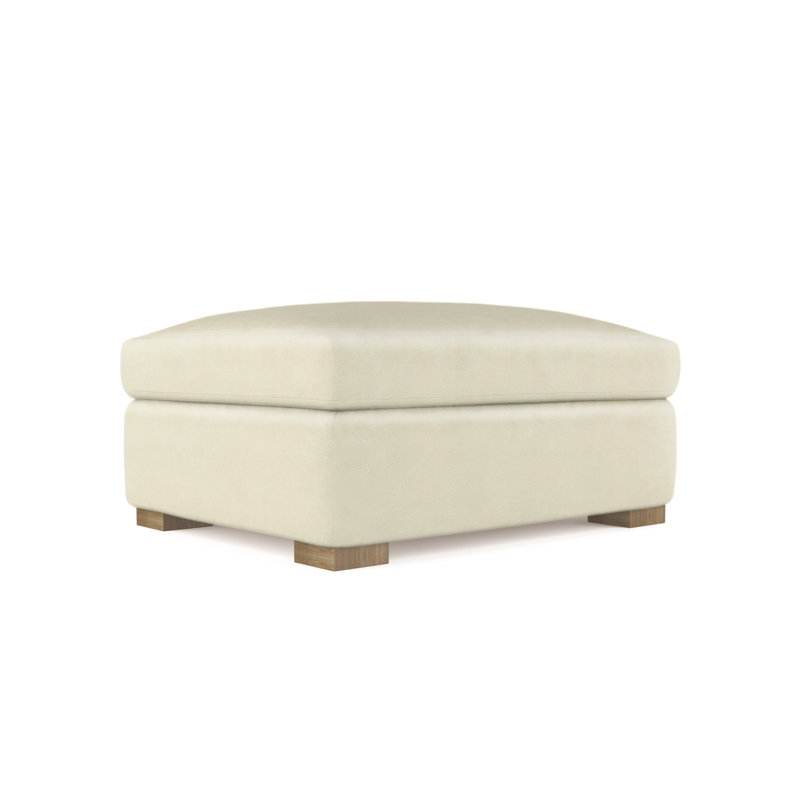 Crosby Ottoman, Plush Velvet Blue Print, Ebony