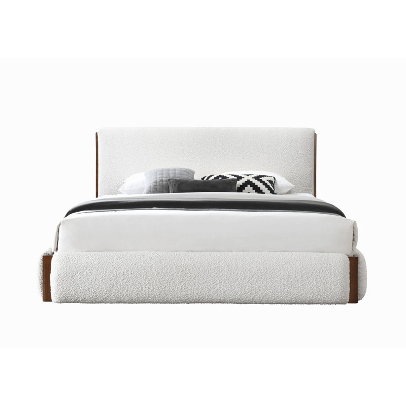 Sandro White Boucle & Walnut Finish