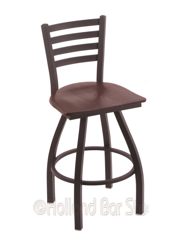 Tabouret de bar pivotant de 30" Evers, Chêne cerisier foncé, Noir froissé, Tabouret de bar (siège d’une hauteur de 30 po)