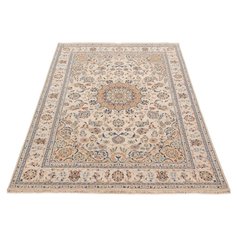 Tapis crème noué à la main 6 pi 0 po x 9 pi 0 po