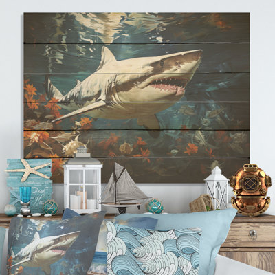 Requin Ballet, peinture sur bois de pin