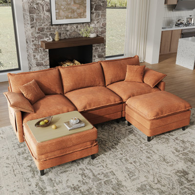 Canapé modulaire en U profond 108 pièces 5 pièces 108 po avec repose-pieds - tissu de qualité supérieure