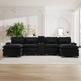 5 Piece Upholstered Sectional Sofa Couch With Chaise & Console