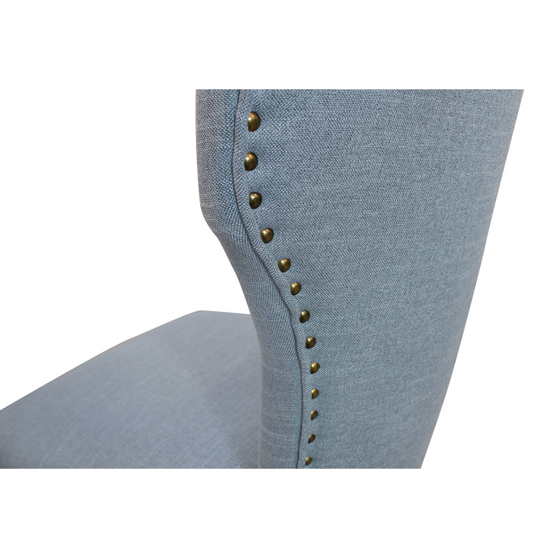 Chaise d'appoint en tissu bleu avec pieds naturels Outenbrook (ensemble de 2 pièces), Delim