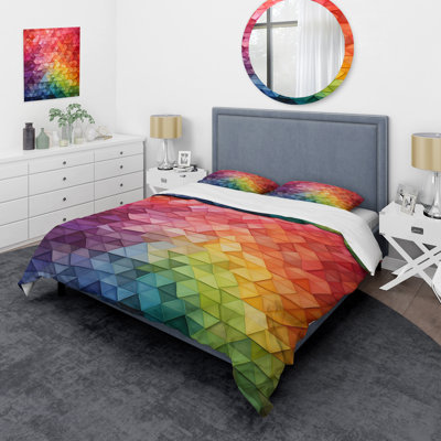 Colorful Geometric Shapes - Ensemble de housse de couette à motif géométrique abstrait