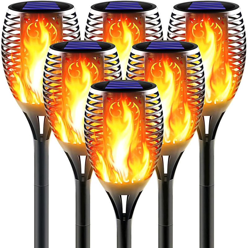 Grande torche solaire avec flamme vacillante, torches solaires décoratives d'extérieur Tiki