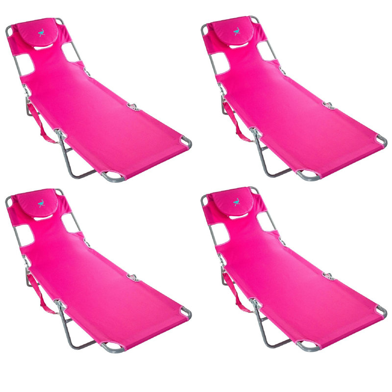 Chaise longue de plage autoportante pliable autoportante Ostrich, Rose