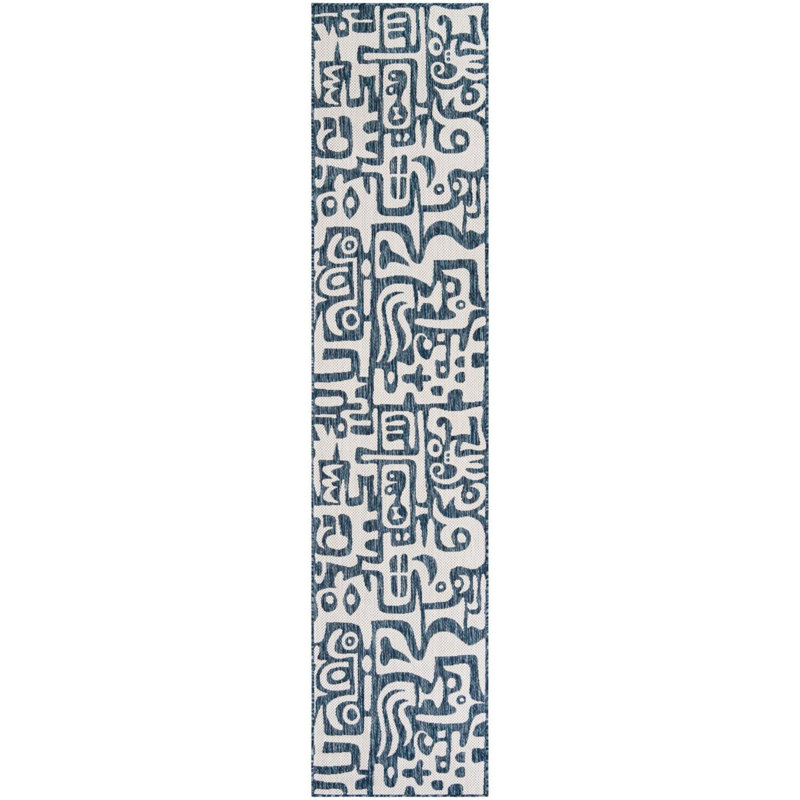 Contemporary Nykeia Area Rug Blue Color, Runner 2'7" x 12'