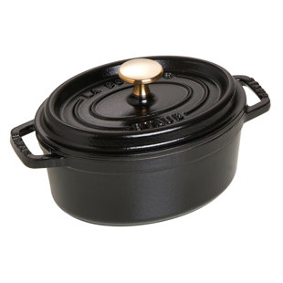 Cast iron Cocotte cooking pot, with steam cooking accessory, 26 cm/5.2L,  Black - Staub