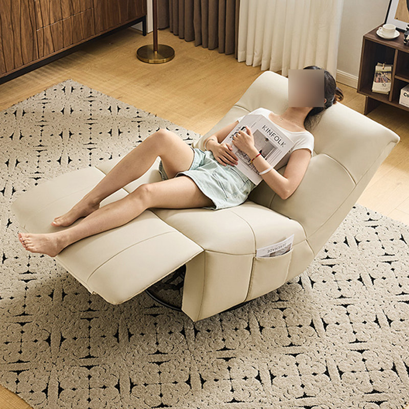 Artificial Leather 360° Rotation Function Recliner, Beige