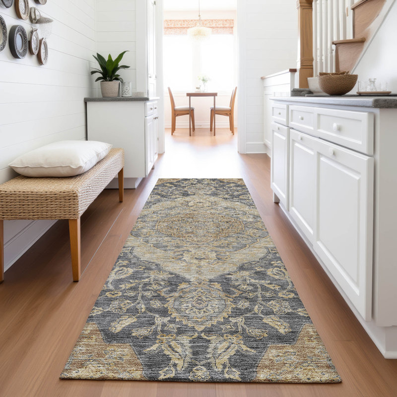 Premium Machine Washable Gurubaksh AMF1151 Global Rug, Tapis de couloir 2 pi 3 po x 7 pi 6 po