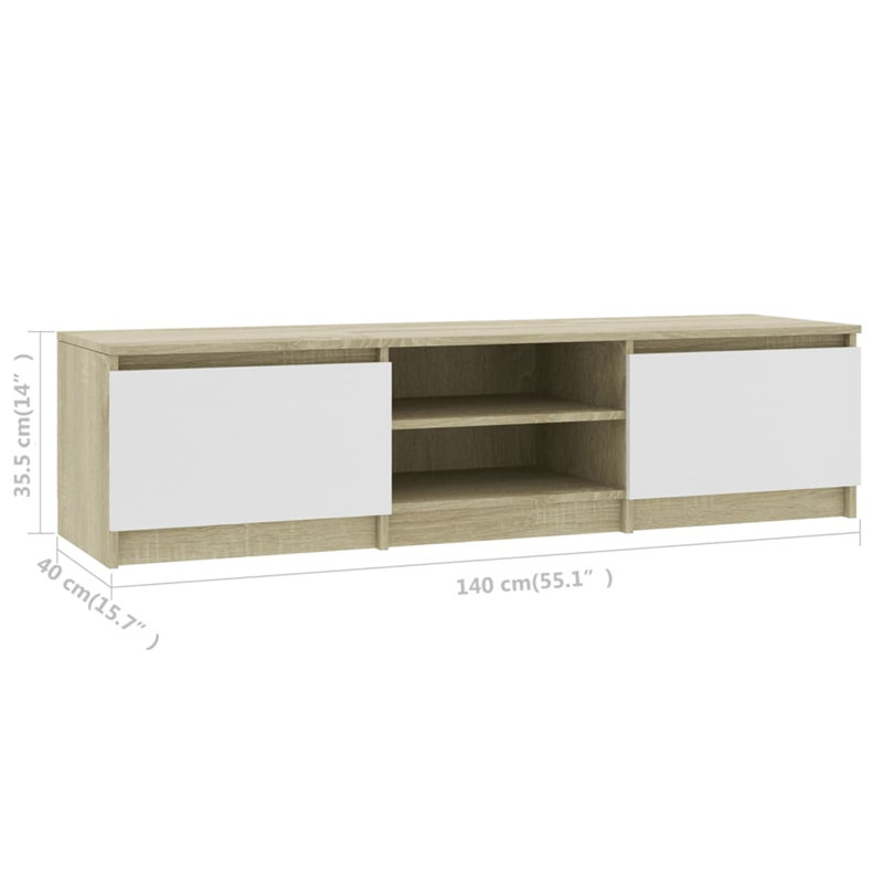 Shamaya Unfinished TV Stand, White/Natural Wood