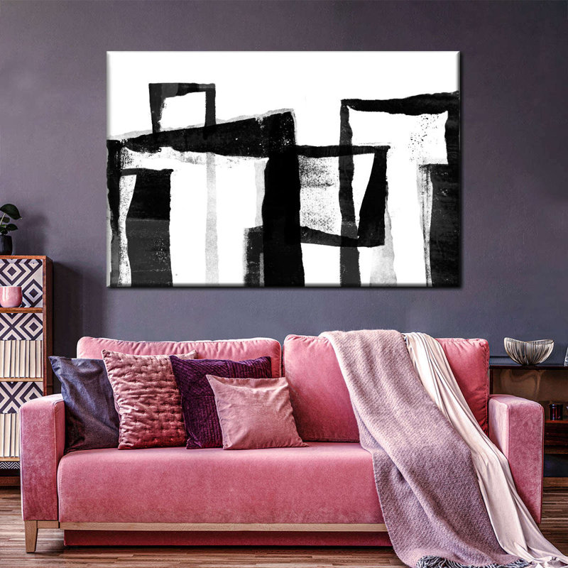 «White To Black Abstract I», reproduction sur toile, H 20 po x l 30 po x P 1,25 po