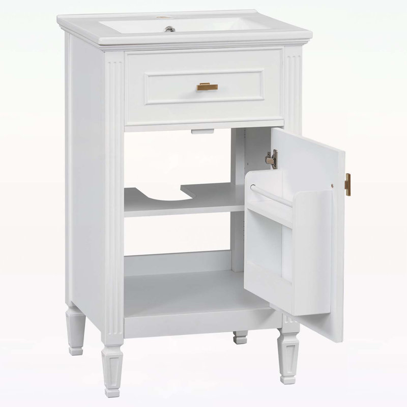 Meuble-lavabo charmant pour petite salle de bain, Blanc