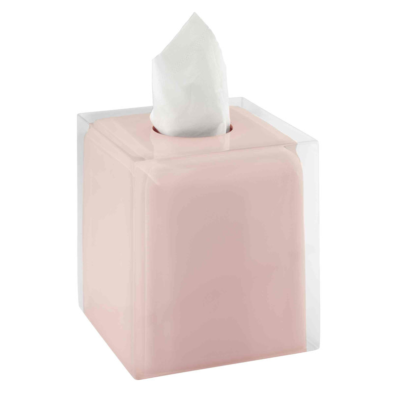 Pink Resin Box Tissue Cover with Clear Exterior