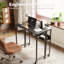 Bureau pliant peu encombrant avec tablette de rangement - Table d'ordinateur portable sur roulettes - Structure en acier robuste - Assemblage facile - Idéal pour le bureau à domicile, la chambre à coucher et le bureau - Noir