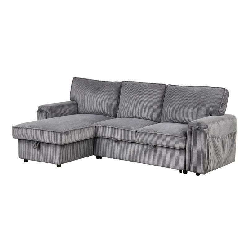 Canapé-lit modulaire pratique avec rangement et porte-gobelet utilitaire - gris, Gris