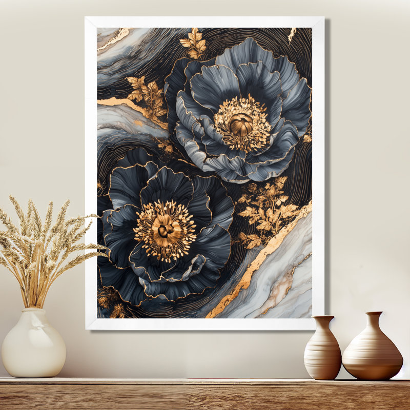 Myaseen - Floral Wall Art Prints, H 40 po x l 30 po, Reproduction encadrée d'une seule photo, Blanc
