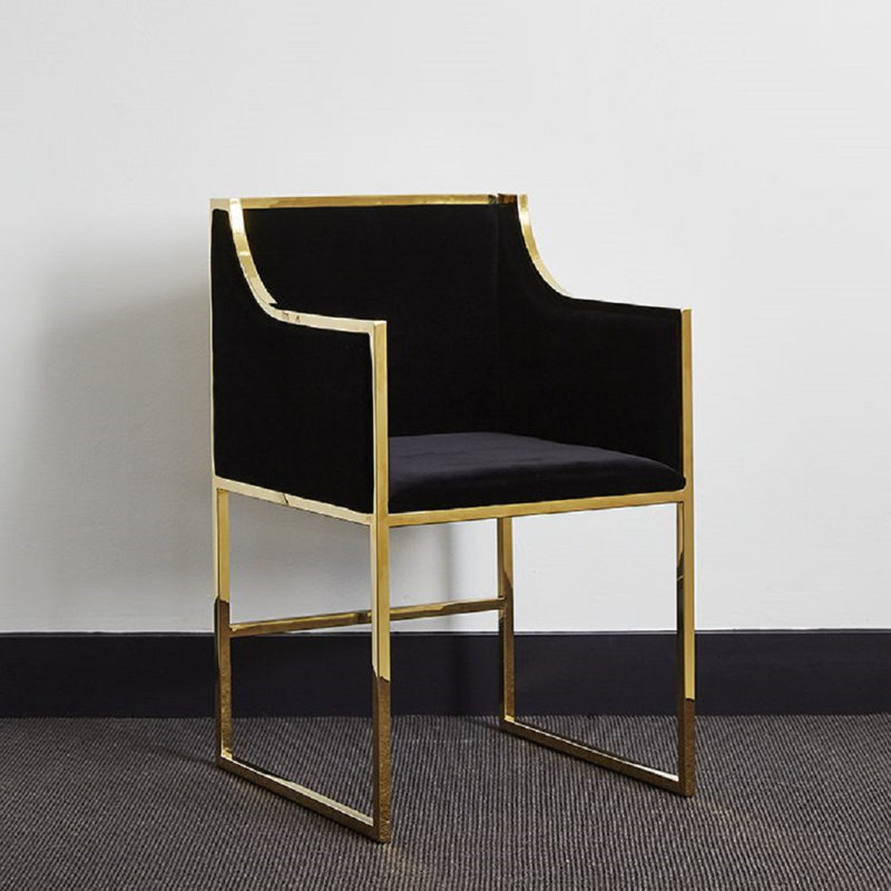 Velvet Side Chair, Gold, Black