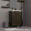 Meuble-lavabo simple en chêne brun avec comptoir et robinet en acrylique - Éléments de salle de bain modernes et essentiels de luxe pour le comptoir