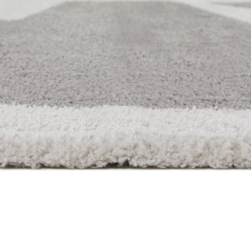 Rectangle Luey Abstract Machine Woven Recycled P.E.T. Area Rug in Gray/Beige, Rectangle 7'10" x 10'