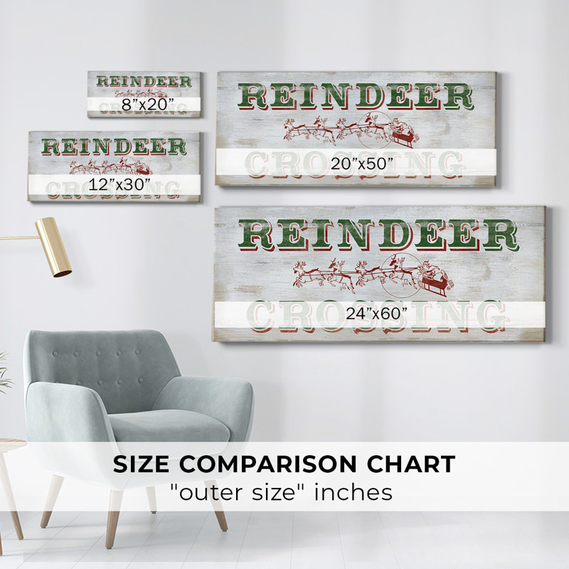 «Reindeer Crossing On Canvas», art textuel, H 24 po x l 60 po x P 1,5 po