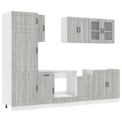 8 Piece Kitchen Cabinet Set Kalmar High Gloss Engineered Wood