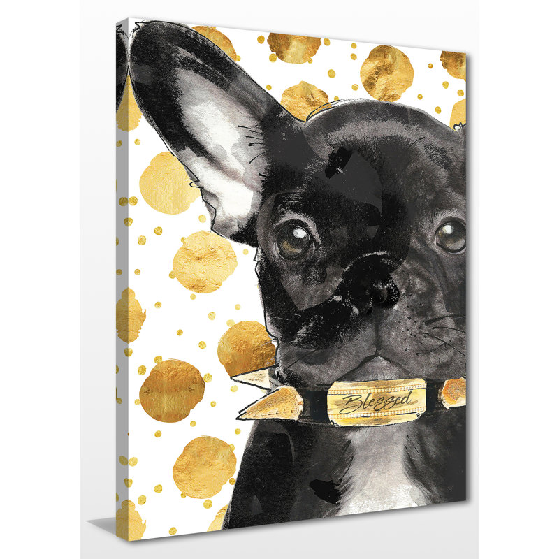 «Blessed Frenchie», reproduction d'art sur toile encadrée, H 60 po x l 36 po x P 1,5 po, Toile tendue