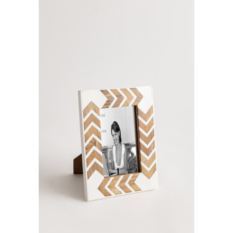 Cadre photo Chevron Charm, Naturel / Blanc