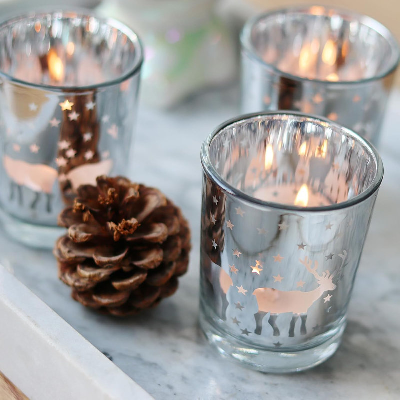 3'' H Glass Tabletop Votive Holder with Candle Included