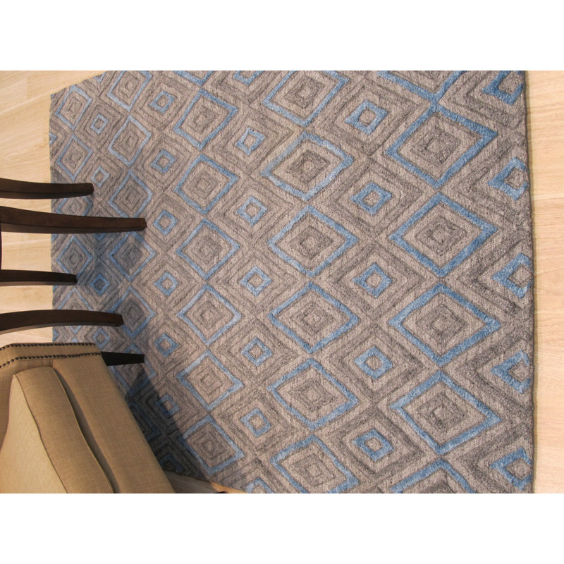 Stylish and Durable Durazo Hand Knotted Wool Stain Resistant Indoor Grey Rectangle Area Rugs, Rectangle 9' x 12'