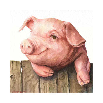 Little Piggy White Background by George Dyachenko - Painting on Canvas