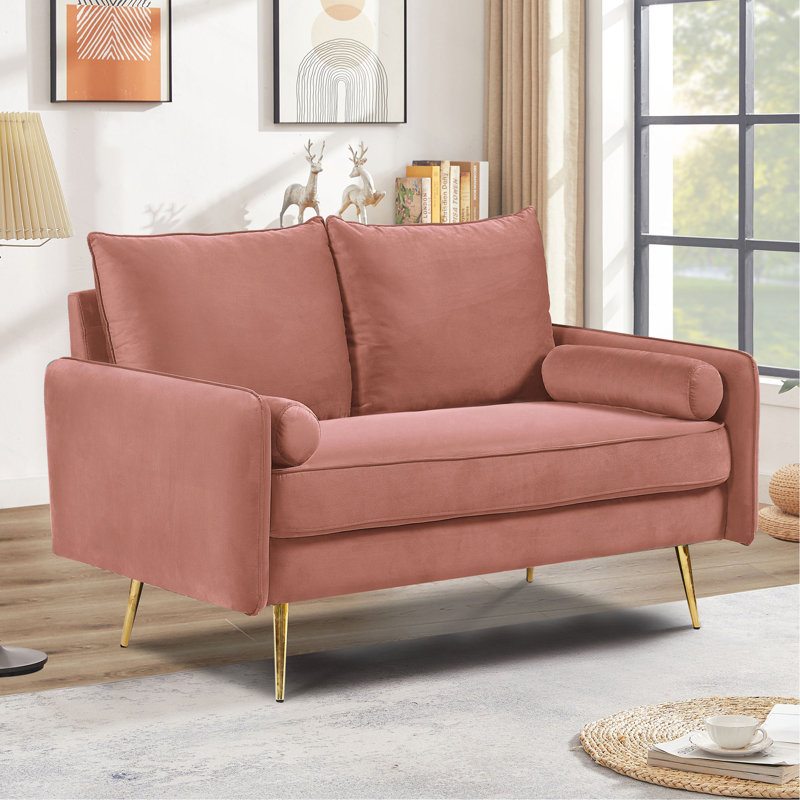 Canapé 2 places en velours Modern, Polyester rose