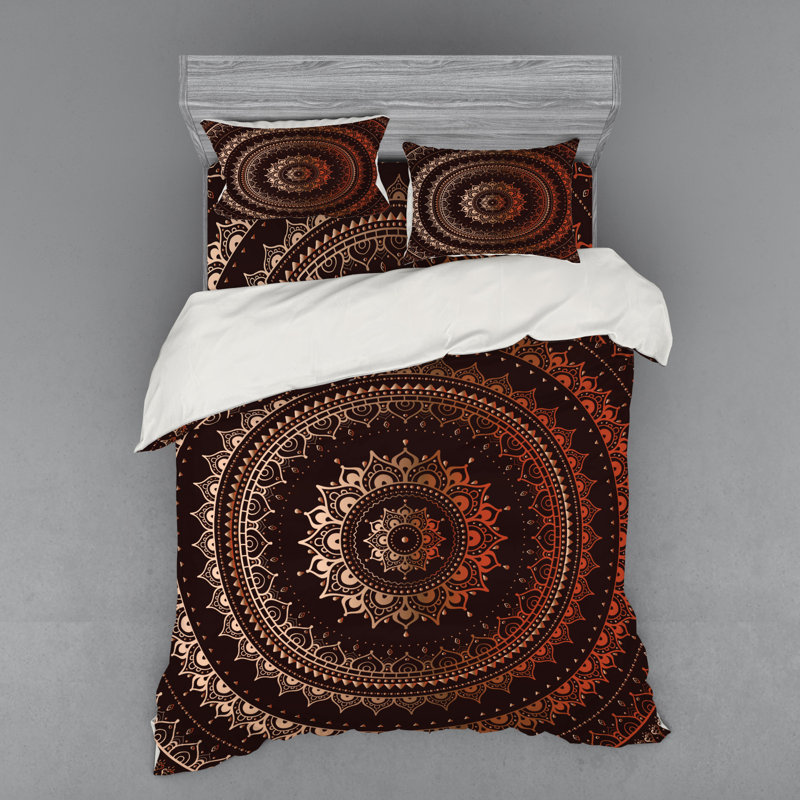 Ensemble de housse de couette à cercle mandala et cosmos ésotérique, Housse de couette grand + 3 pièces supplémentair