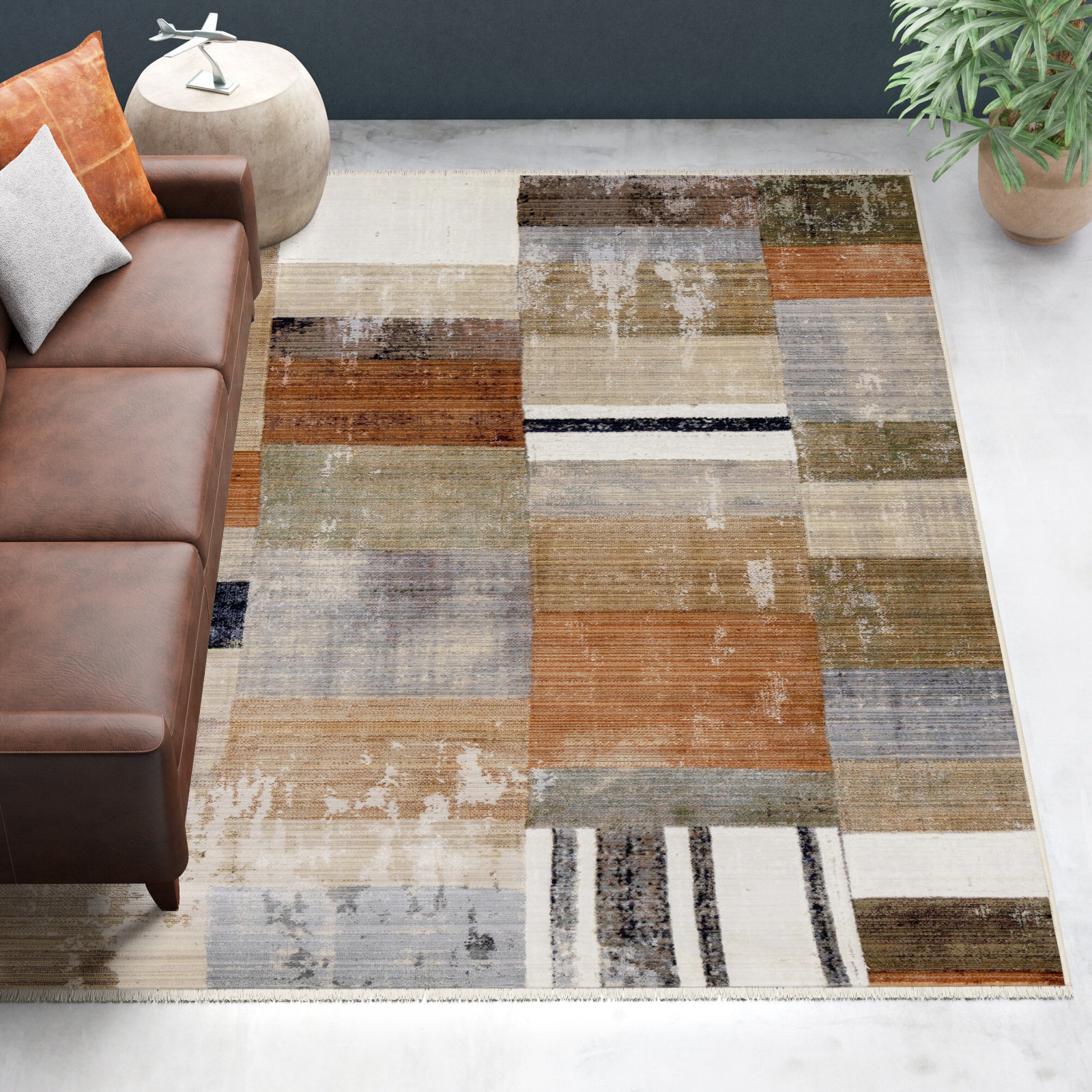 Trent Austin Design Ealey Geometric Patchwork Design Area Rug in Brown ...